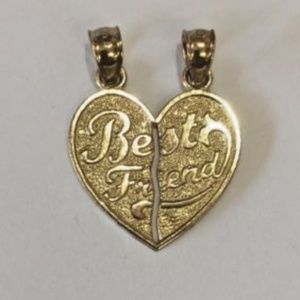 10k Yellow Real Gold Heart BEST FRIEND HEART PENDANTS 2gr